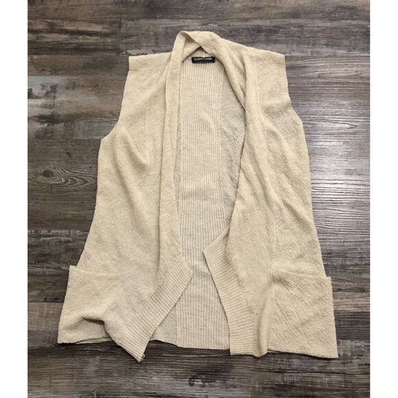 Eileen Fisher Cashmere Wool Sleeveless Sweater Vest Duster Small Beige - Picture 1 of 4